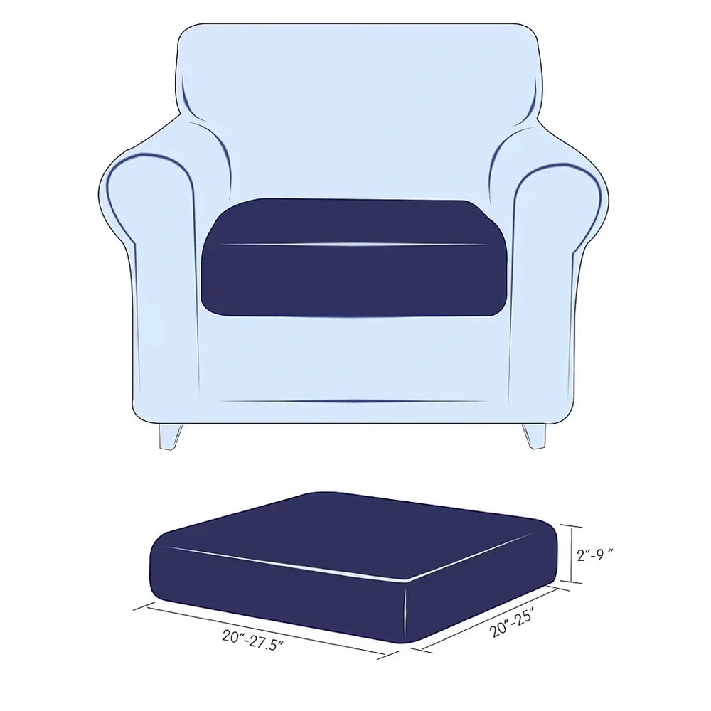 Navy Blue Stretch Cushion Cover/Seat Slipcover (Set of 2) - Picture 4 of 5